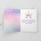 レインボーユニコーンフェイス&スイーツバースデー カード (内部)