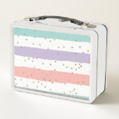 レインボーユニコーンフローラ顔スクールランチボックス メタルランチボックス (裏面)