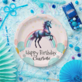 レインボーユニコーンプリンセスグラデーション誕生日パーティー ペーパープレート (パーティー)