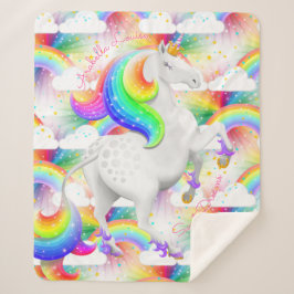 レインボーユニコーンプリンセスマジカル子供部屋 シェルパブランケット