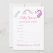 レインボーユニコーンベビーガールシャワーベビー憶測 招待状 (正面)