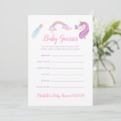 レインボーユニコーンベビーガールシャワーベビー憶測 招待状 (スタンド正面)