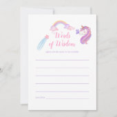 レインボーユニコーンベビーガールシャワーママアドバイス 招待状 (正面)