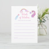 レインボーユニコーンベビーガールシャワーママアドバイス 招待状 (スタンド正面)