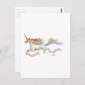 レインボーユニコーンペガソスホースポニー飛んでいるキュート ポストカード (正面/裏面)