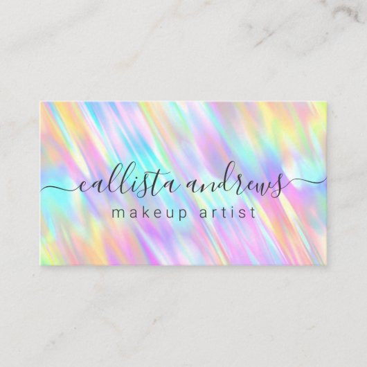 レインボーユニコーンホログラフィックメイクアップアーティスト 名刺 (正面)