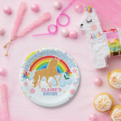 レインボーユニコーンマジカルガールズバースデーパーティードコール ペーパープレート (パーティー)