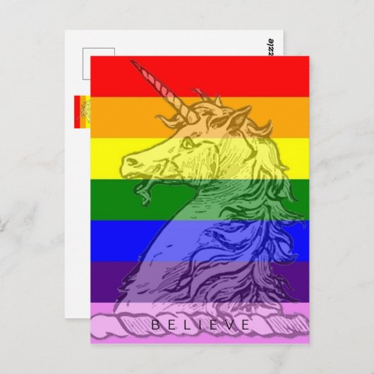 レインボーユニコーンマジカルLGBT信じゲイプライド ポストカード (正面/裏面)