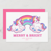 レインボーユニコーンメリーと明るいクリスマス シーズンカード (正面/裏面)