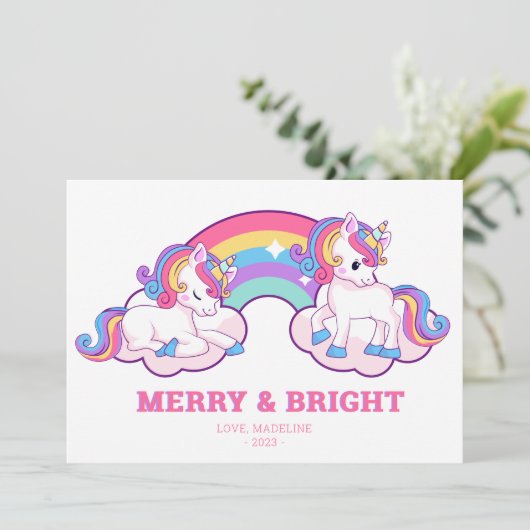 レインボーユニコーンメリーと明るいクリスマス シーズンカード (スタンド正面)