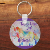 レインボーユニコーンユニコーン水彩少女パープル キーホルダー (正面)