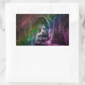 レインボーユニコーンレンタグラルステッカー 長方形シール (バッグ)