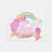 🌈レインボーユニコーン名前をカスタムする フリースブランケット (正面(横))