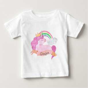 🌈レインボーユニコーン名前をカスタムする ベビーTシャツ