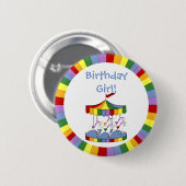レインボーユニコーン回転木馬誕生日 缶バッジ (正面&裏面)