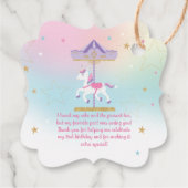 レインボーユニコーン回転木馬1st誕生日金ゴールドグリッター フェイバータグ (裏面)