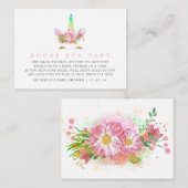 レインボーユニコーン女の子の赤ちゃんシャワー予約リクエスト エンクロージャーカード (正面/裏面)