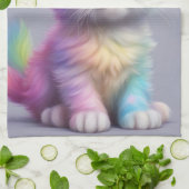 レインボーユニコーン子猫 キッチンタオル (折り畳み)