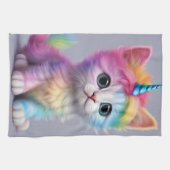 レインボーユニコーン子猫 キッチンタオル (横)