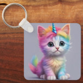 レインボーユニコーン子猫 キーホルダー (正面)
