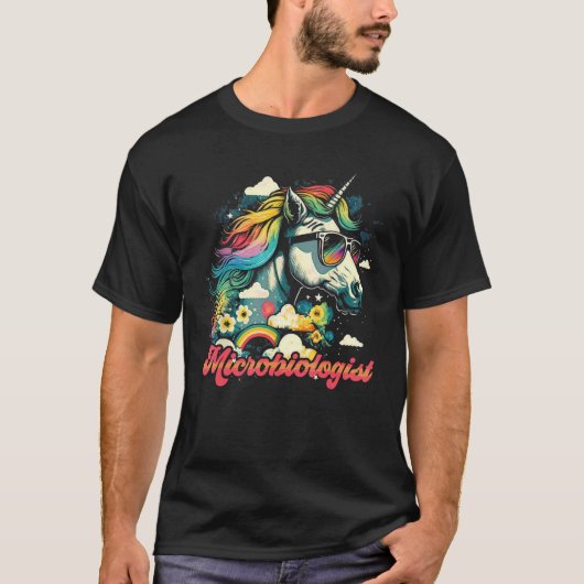 レインボーユニコーン微生物学者微生物学 Tシャツ (正面)