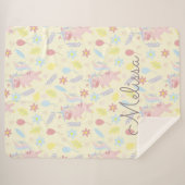 レインボーユニコーン気球パステルモノグラム シェルパブランケット (正面(横))