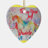 レインボーユニコーン水カラー子供名装飾 セラミックオーナメント (右)