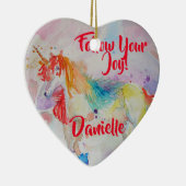 レインボーユニコーン水カラー子供名装飾 セラミックオーナメント (右)