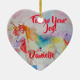 レインボーユニコーン水カラー子供名装飾 セラミックオーナメント