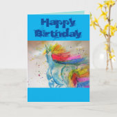 レインボーユニコーン水彩動物お洒落カード カード (黄色い花)