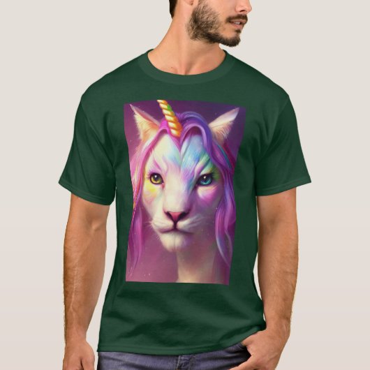 レインボーユニコーン猫友達少年 Tシャツ (正面)