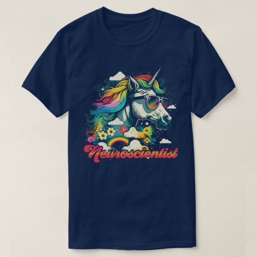 レインボーユニコーン神経科学者 Tシャツ (デザイン正面)