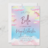 レインボーユニコーン第3バースデーパーティーへの招待 招待状 (正面)