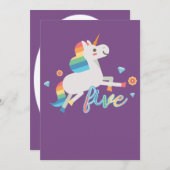 レインボーユニコーン第5誕生日グリーティングカード サンキューカード (正面/裏面)