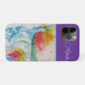 レインボーユニコーン紫色の水彩ガールズバースデー Case-Mate iPhoneケース (裏面(横))