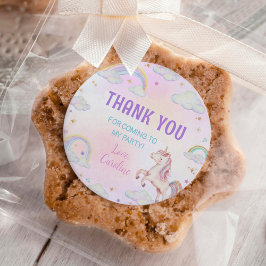 レインボーユニコーン誕生日クラシックラウンドステッカー ラウンドシール