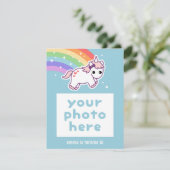 レインボーユニコーン誕生日パーティフォト招待状 招待状 (スタンド正面)