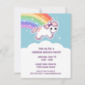 レインボーユニコーン誕生日パーティフォト招待状 招待状 (裏面)