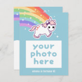 レインボーユニコーン誕生日パーティフォト招待状 招待状 (正面/裏面)