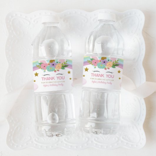 レインボーユニコーン誕生日パーティーのお願い ペットボトルラベル