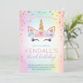 レインボーユニコーン誕生日パーティーへの招待 招待状 (スタンド正面)