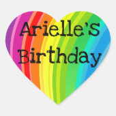 レインボーユニコーン誕生日パーティーハートシール ハートシール (正面)
