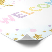 レインボーユニコーン誕生日パーティー赤ちゃんシャワーへようこそ ポスター (角)