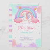 レインボーユニコーン誕生日マジカルユニコーン 招待状 (正面/裏面)