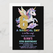 レインボーユニコーン誕生日招待状フライ 招待状 (正面/裏面)