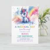 レインボーユニコーン誕生日招待状 招待状 (スタンド正面)