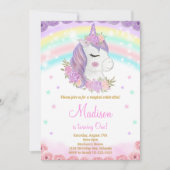 レインボーユニコーン誕生日招待状 招待状 (正面)