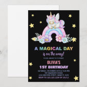 レインボーユニコーン誕生日招待状 招待状 (正面/裏面)