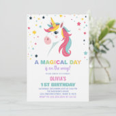 レインボーユニコーン誕生日招待状 招待状 (スタンド正面)