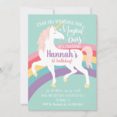 レインボーユニコーン誕生日招待状 招待状 (正面)